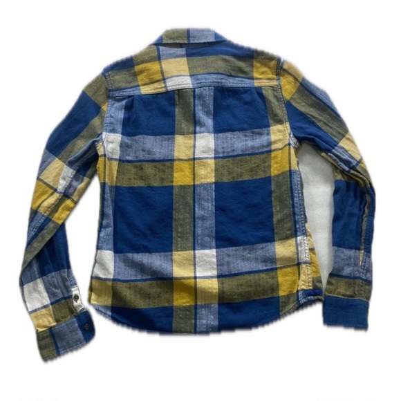 AMERICAN EAGLE vintage blue and gold/yellow/white plaid button down, size 2 - Picture 4 of 15